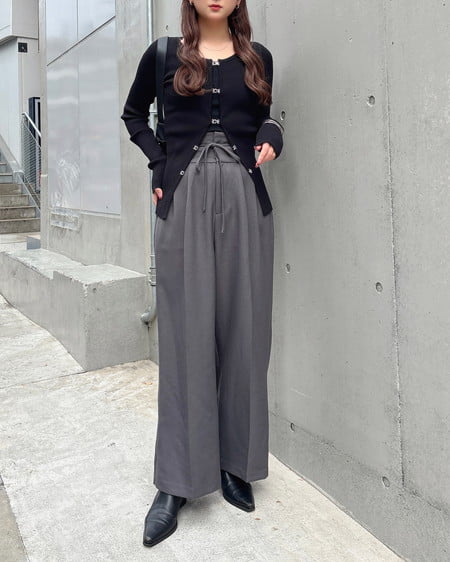 INGNI(イング) フロントホックニットカーディガン クロ