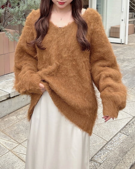 INGNI（イング） ミックスシャギーVネックニット ｶｰｷ