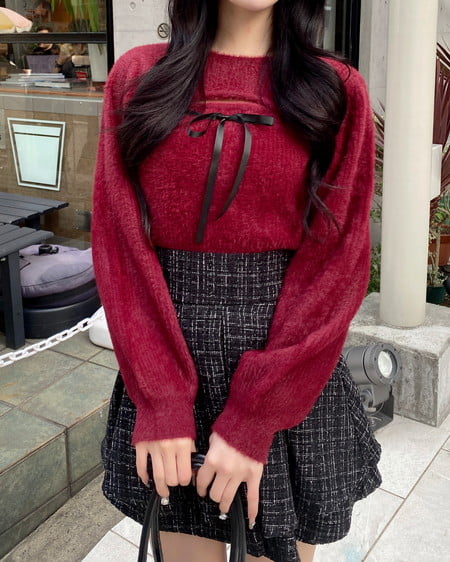 INGNI(イング) ツイードタックミニフレアスカート クロ/ツイード