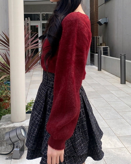 INGNI（イング） フェザーリブデコルテオープンリボンニット ﾎﾞﾙﾄﾞｰ