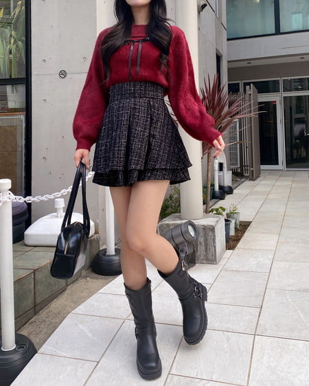 INGNI（イング） インヒール厚底バイカーブーツ ｸﾛ