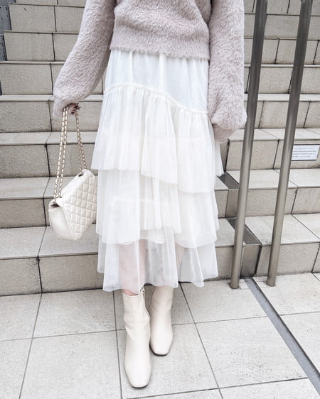 INGNI(イング) ランダムティアードチュールスカート オフホワイト