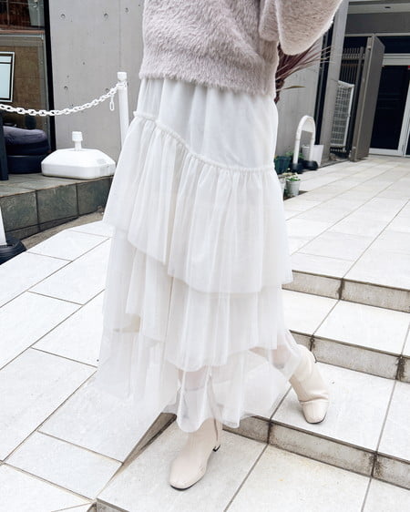 INGNI(イング) ランダムティアードチュールスカート オフホワイト