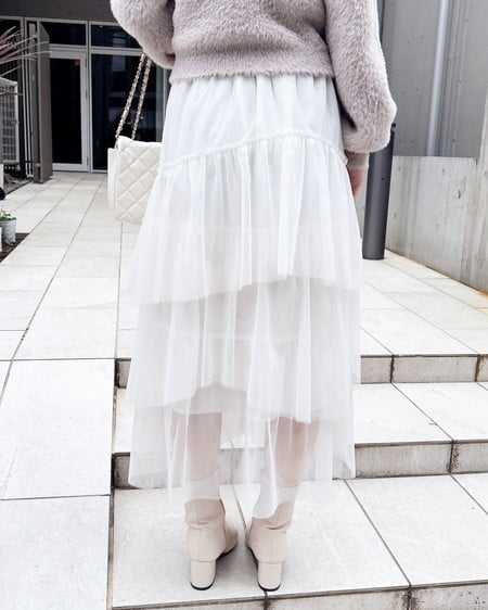 INGNI(イング) ランダムティアードチュールスカート オフホワイト