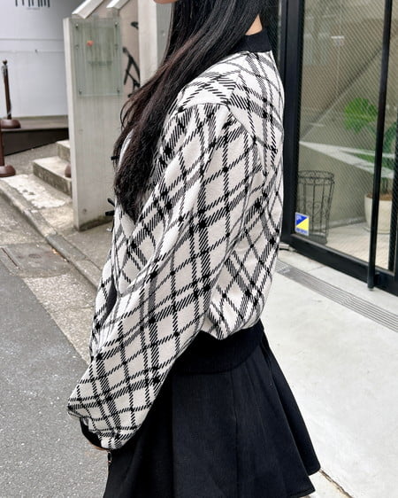 INGNI（イング） チェック柄ジャガードリボンニット ｵﾌﾎﾜｲﾄ/ｸﾛ