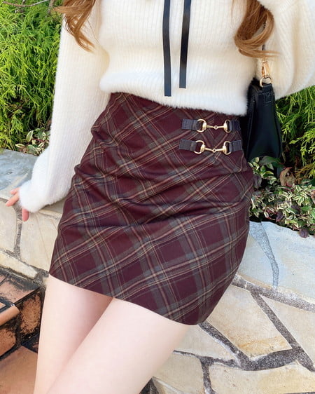 INGNI（イング） ビット付チェック柄タイトミニスカパン ﾎﾞﾙﾄﾞｰ/ﾁｪｯｸ