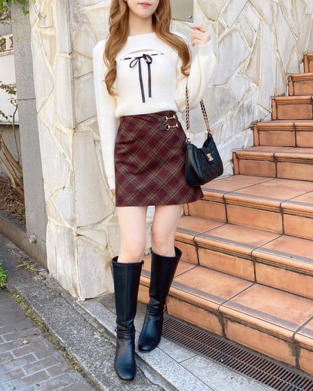 INGNI（イング） ビット付チェック柄タイトミニスカパン ﾎﾞﾙﾄﾞｰ/ﾁｪｯｸ