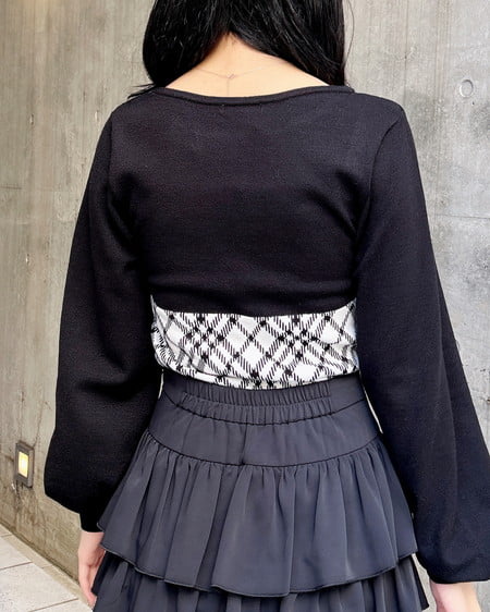 INGNI（イング） チェック柄デコルテオープンニット ｵﾌｸﾛ/ﾁｪｯｸ