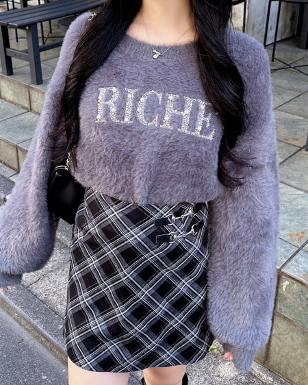 INGNI（イング） ビット付チェック柄タイトミニスカパン ｸﾛ/ﾁｪｯｸ