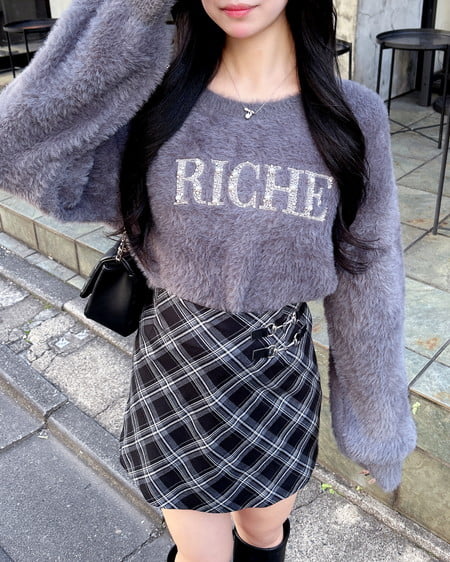 INGNI（イング） ビット付チェック柄タイトミニスカパン ｸﾛ/ﾁｪｯｸ