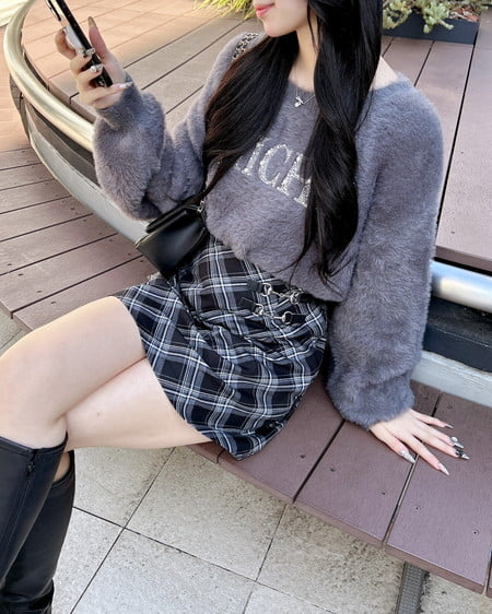 INGNI（イング） ビット付チェック柄タイトミニスカパン ｸﾛ/ﾁｪｯｸ