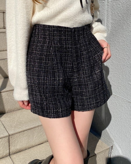 INGNI(イング) ツイードショートパンツ クロ/ツイード