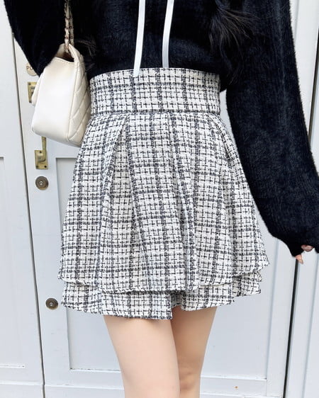 INGNI(イング) バックレースアップツイードタックフレアスカート オフクロ/ツイード