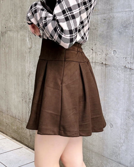 INGNI(イング) フェイクスエードボックスプリーツスカパン ブラウン