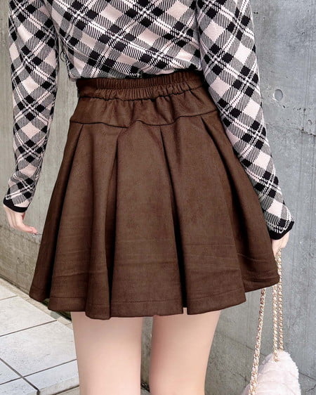 INGNI(イング) フェイクスエードボックスプリーツスカパン ブラウン