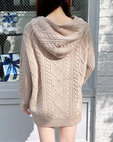 INGNI（イング） ケーブルビッグニットパーカー ﾍﾞｰｼﾞｭ