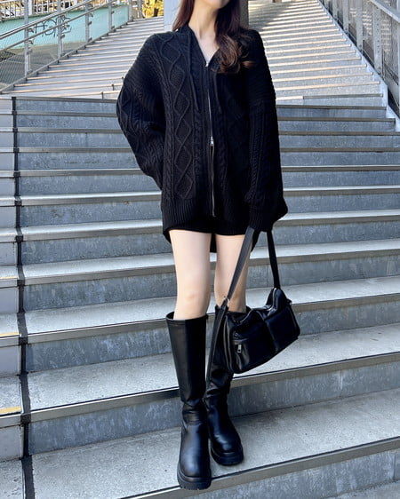 INGNI（イング） ケーブルニットショートパンツ ｸﾛ