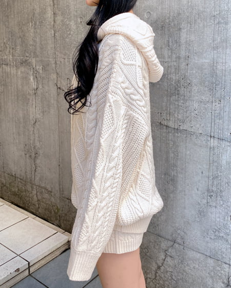 INGNI（イング） ケーブルビッグニットパーカー ｱｲﾎﾞﾘｰ