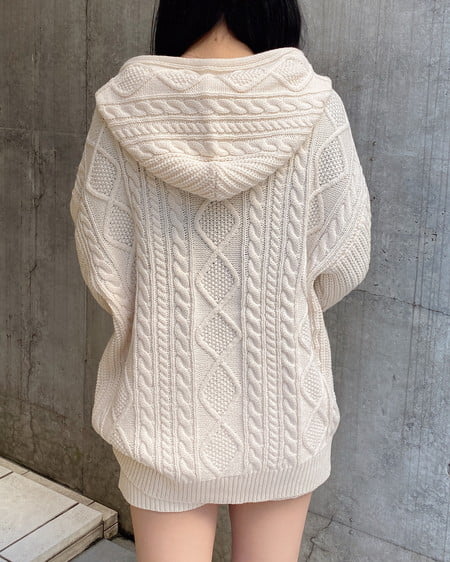 INGNI（イング） ケーブルビッグニットパーカー ｱｲﾎﾞﾘｰ