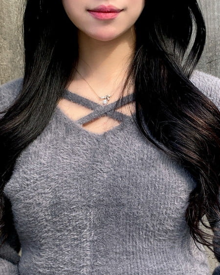 INGNI（イング） フェザークロスニット ﾁｬｺｰﾙｸﾞﾚｰ