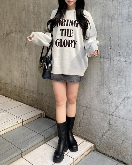 INGNI（イング） 3段ビッグロゴニット ｵﾌﾎﾜｲﾄ/ｸﾛ