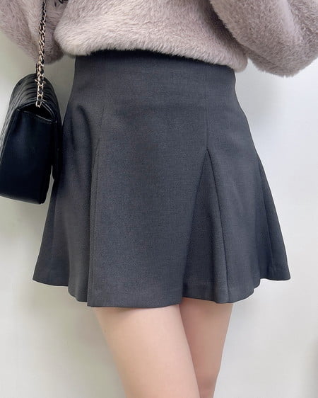 INGNI（イング） ハイウエストフレアミニスカパン ｸﾞﾚｰ