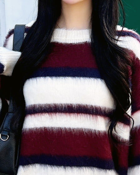 INGNI（イング） マルチボーダーシャギーチュニックニット ｱｲﾎﾞﾘｰ