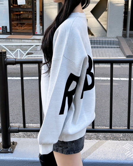 INGNI(イング) バックビッグロゴチュニックニット オフホワイト/クロ