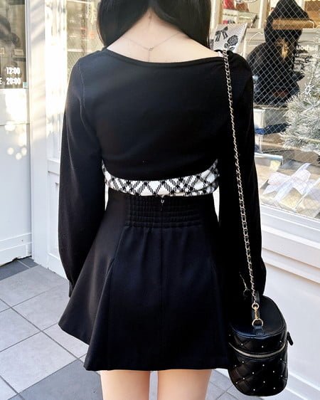 INGNI(イング) チェック柄デコルテオープンニット オフクロ/チェック