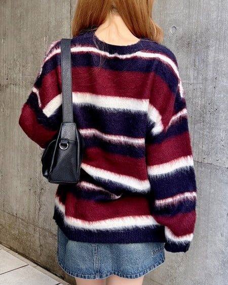 INGNI（イング） マルチボーダーシャギーチュニックニット ｺﾝ