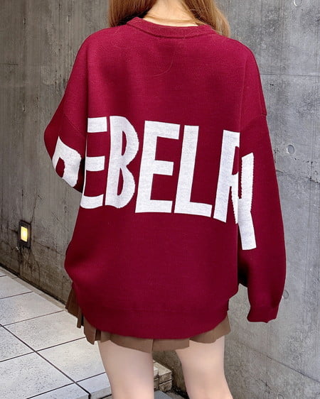 バックビッグロゴチュニックニット