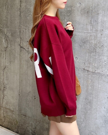 INGNI（イング） バックビッグロゴチュニックニット ﾎﾞﾙﾄﾞｰ/ｵﾌﾎﾜｲﾄ