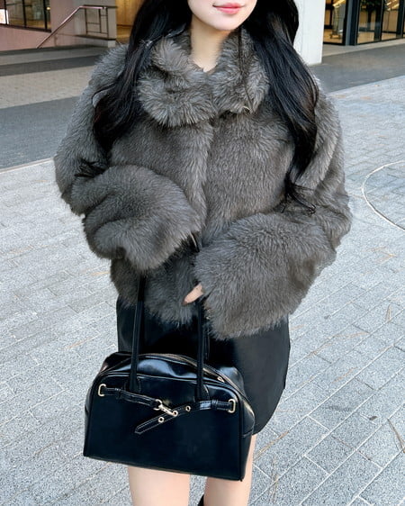 INGNI（イング） マグネットボタンスタンドカラーエコファーコート ｸﾞﾚｰ/ﾐｯｸｽA