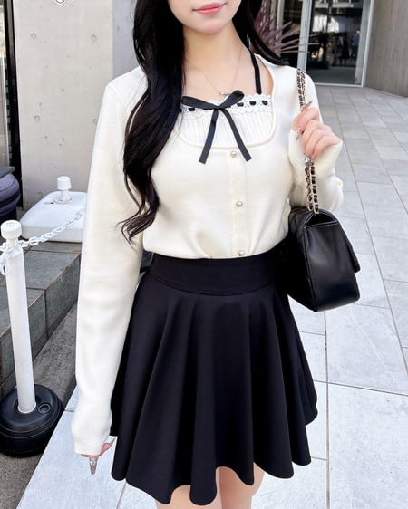 INGNI（イング） フロントリボンリブ切替ニット ｱｲﾎﾞﾘｰ