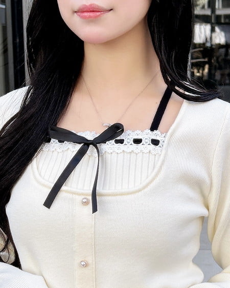 INGNI（イング） フロントリボンリブ切替ニット ｱｲﾎﾞﾘｰ