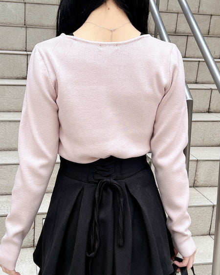 INGNI（イング） フロントリボンリブ切替ニット ﾋﾟﾝｸﾍﾞｰｼﾞｭ