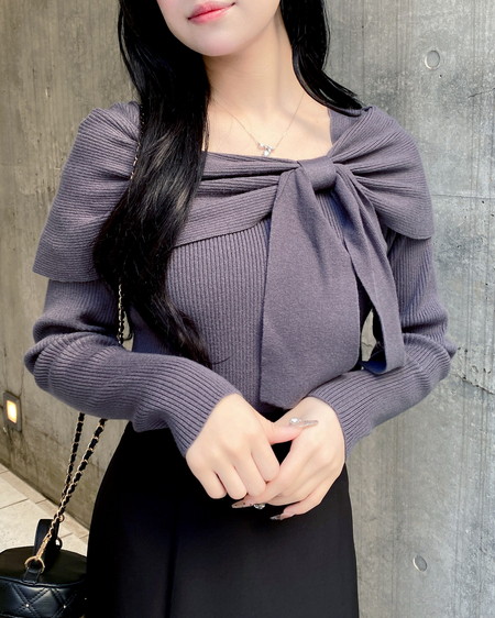 INGNI(イング) 2wayオフショルニット チャコールグレー