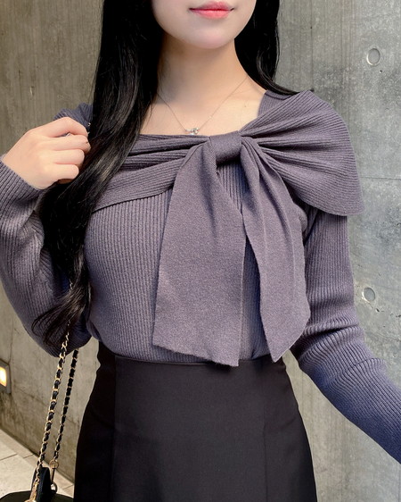 INGNI(イング) 2wayオフショルニット チャコールグレー