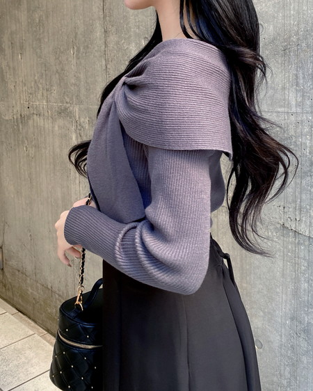 INGNI(イング) 2wayオフショルニット チャコールグレー