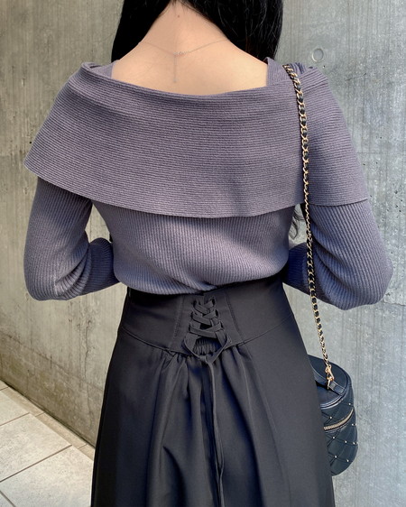INGNI(イング) 2wayオフショルニット チャコールグレー
