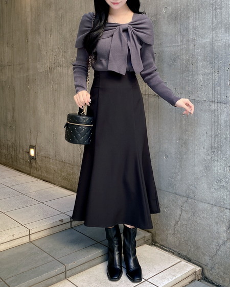 INGNI(イング) 2wayオフショルニット チャコールグレー