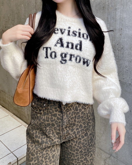 INGNI（イング） ショート丈フェザー3段ロゴニット ｵﾌﾎﾜｲﾄ/ｸﾛ