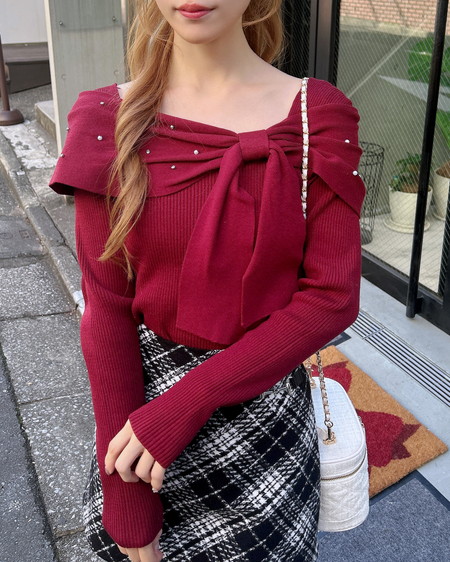 INGNI（イング） ビジュー2Wayオフショルニット ﾎﾞﾙﾄﾞｰ