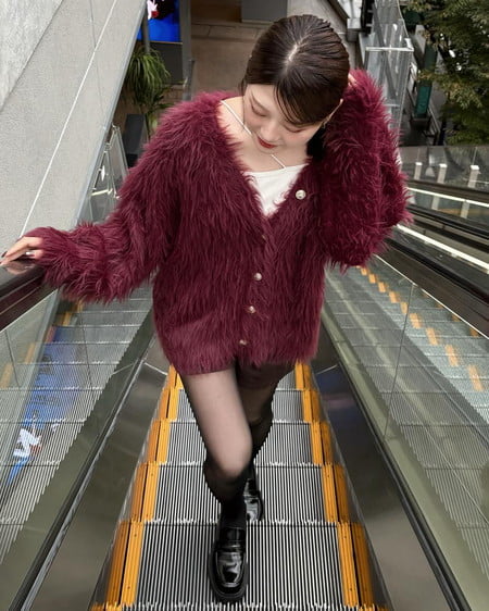 INGNI（イング） フェザーロングニットカーディガン ﾎﾞﾙﾄﾞｰ