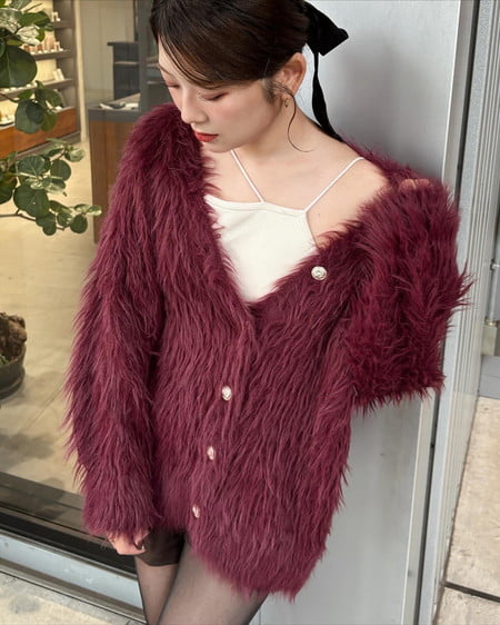 INGNI（イング） フェザーロングニットカーディガン ﾎﾞﾙﾄﾞｰ