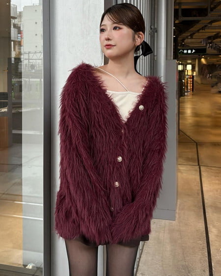 INGNI（イング） フェザーロングニットカーディガン ﾎﾞﾙﾄﾞｰ