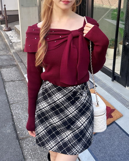 INGNI（イング） ビジュー2Wayオフショルニット ﾎﾞﾙﾄﾞｰ