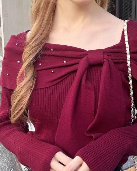 INGNI（イング） ビジュー2Wayオフショルニット ﾎﾞﾙﾄﾞｰ