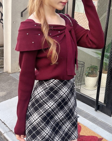 INGNI（イング） ビジュー2Wayオフショルニット ﾎﾞﾙﾄﾞｰ