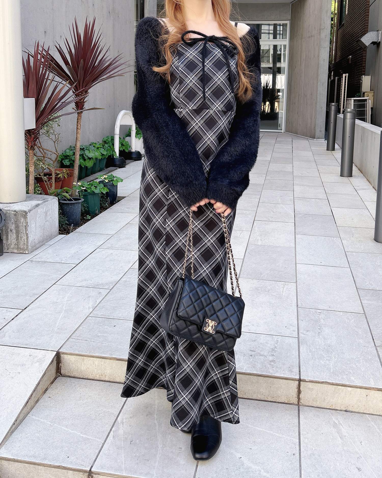 シャギーニットボレロ＋マーメイドワンピースセット